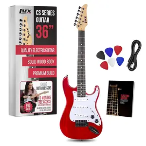 LyxPro 30” Red Electric Guitar Kit for Beginners, Intermediate & Pros with Amp Cable, 6 Picks & Guide