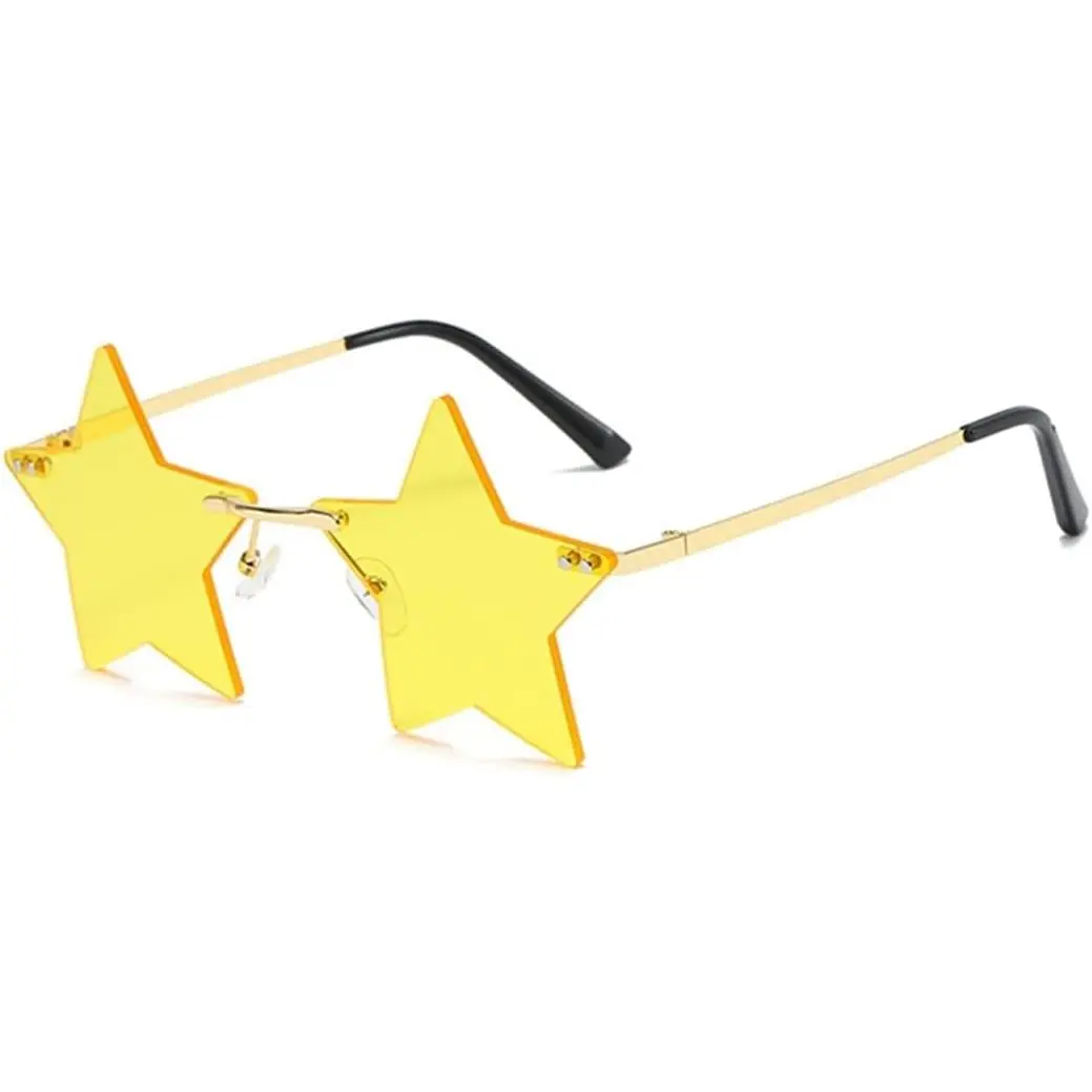 Star Shape Rimless Sunglasses for Women and Men, Trendy Party Eyewear with UV400 Anti-Glare Lenses for Daily Life, 60 Days, Clarity Of Vision, Lens Height: 60Mm, Male, Nose Bridge: 24Mm