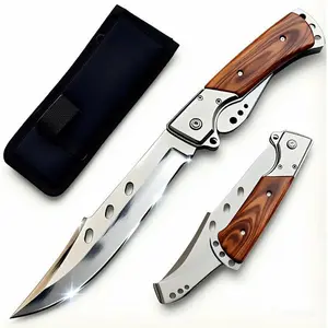 DOOM BLADE Long Blade Pocket Folding Knife - Sharp Survival Work Knives-Foldable Large Knife with Rosewood Handle,Gift for Dad Husband,for Hunting,Hiking,Camping (1 Knife)