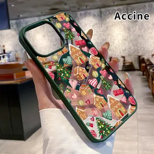 Magnetic Case Compatible for iPhone 16 Pro Max 15 Plus 14 13 12 11 XR E XS Gingerbread Christmas Dream Clear Acrylic Back Drop Protection Pocket-Friendly Cellphone Cover Gift for Girl