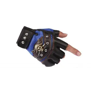 Skulls Rivet PU Leather Fingerless Gloves Men Women Fashion Hip Hop Women's Gym Punk Gloves Half Finger Men's Gloves