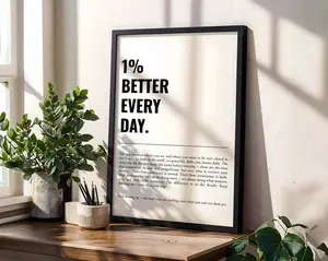 [UNFRAMED POSTER] Motivational Wall Art Print: 1% Better Every Day