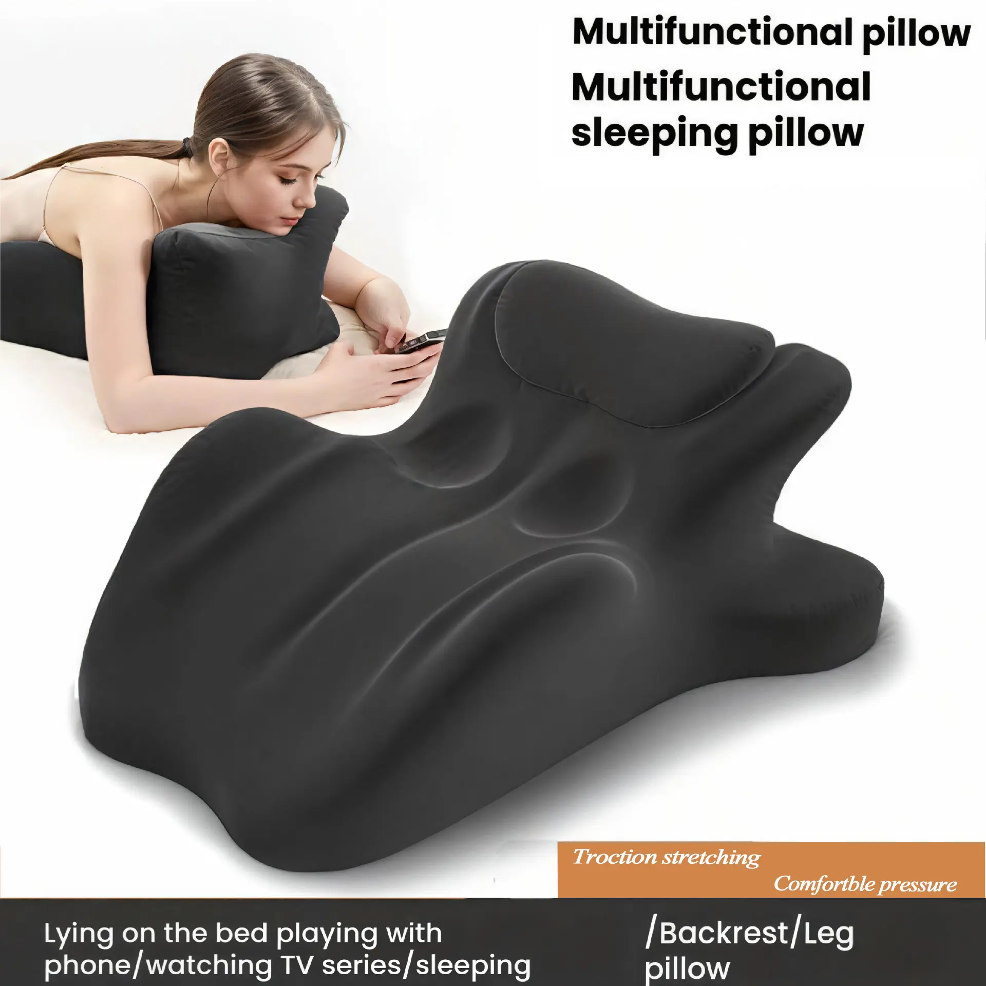 Orthopedic Premium Memory Foam Wedge Pillow - Read/TV/Work Ready Cervical Neck Care, Ergonomic Lumbar Spinal Support, Breathable Removable Machine-Washable Cover, Posture Fix, Ideal Couple Gift for Bed Sleeping