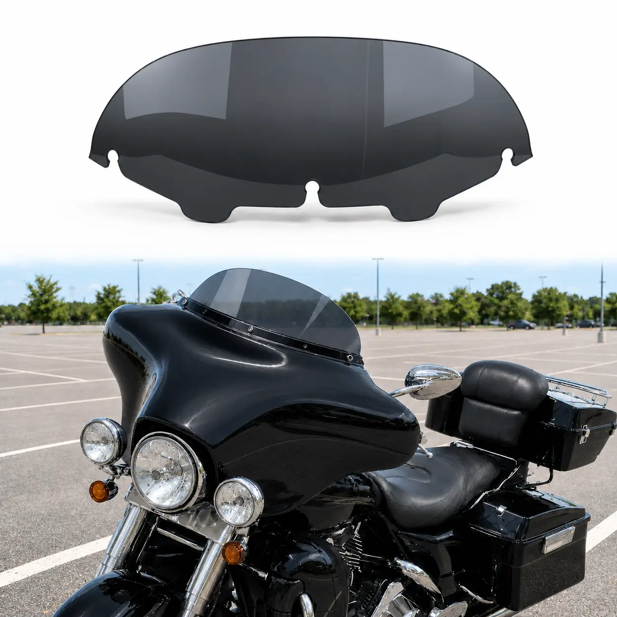 7" Smoke Fairing Windshield Windscreen for Harley-Davidson Touring 1996-2013 Electra Glide Classic Ultra Classic Street Glide Ultra Limited Tri Glide CVO Police FLHTC FLHTCU FLHX FLHTK FLHTCUTG ABS Batwing Fairing Predrilled 3-Hole Aftermarket Replacement