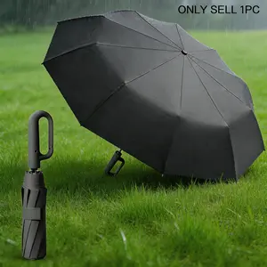 Automatic Folding Umbrella, Portable Rain Umbrella with Loop Buckle, Windproof & Waterproof Umbrella for Men & Women，Durable, Fits Backpack & Cars,Windproof Travel Umbrella
