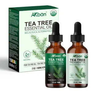 AKBAN Tea Tree Essential Treatment Oil 100% Pure Organic Tea Tree Essential Oil for Skin, Face, Hair, Scalp, Nails nourish and winter care thicker-looking