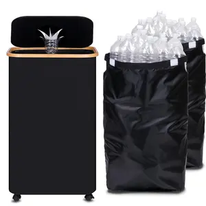 100L/26Gal Kitchen Recycling Bin with Wheels – 2 Removable Bags & Lid for Bottles, Cans, Plastic,waste bin,Storage Black,Household Items Organizing