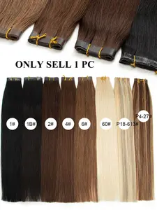 16 Inches Natural Straight Real Human Hair weft 40g 100% Human Hair Bundles Sewing in/Double Sided Tape/Micro Rings Installation Hair Extensions