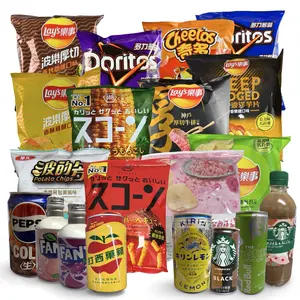Imported Asian Japanese Chips and Drinks Sampler – 4 Unique Beverages, 6 Unique Chips | Rotating Variety, No Duplicates