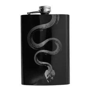 8oz Snake Black Flask L1