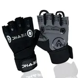 Dhabii Unisex Anti-Slip Weight Lifting Gloves with Wrist Wraps - Premium Amara Leather, Foam-Padded Palm Grip, Easy Pull-Off Tabs, Secure Lightweight, All-Seasons Gym Workout Accessories, Fitness Exercise Accessories, Available in S, M, L, XL Sizes