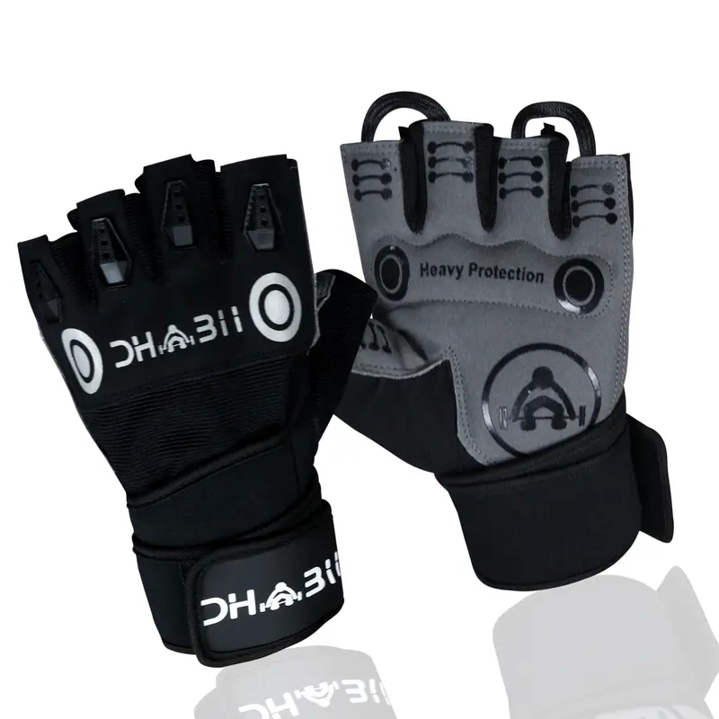 Dhabii Unisex Anti-Slip Weight Lifting Gloves with Wrist Wraps - Premium Amara Leather, Foam-Padded Palm Grip, Easy Pull-Off Tabs, Secure Lightweight, All-Seasons Gym Workout Accessories, Fitness Exercise Accessories, Available in S, M, L, XL Sizes