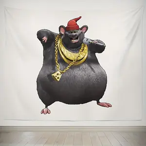 Funny Interesting Tapestry Fat Mouse Decorative Tapestry Room Decorative Tapestry Singing, Dancing And Rapping Mouse Hanging Tapestry Living Room Bedroom Dormitory Decor Home Decoration