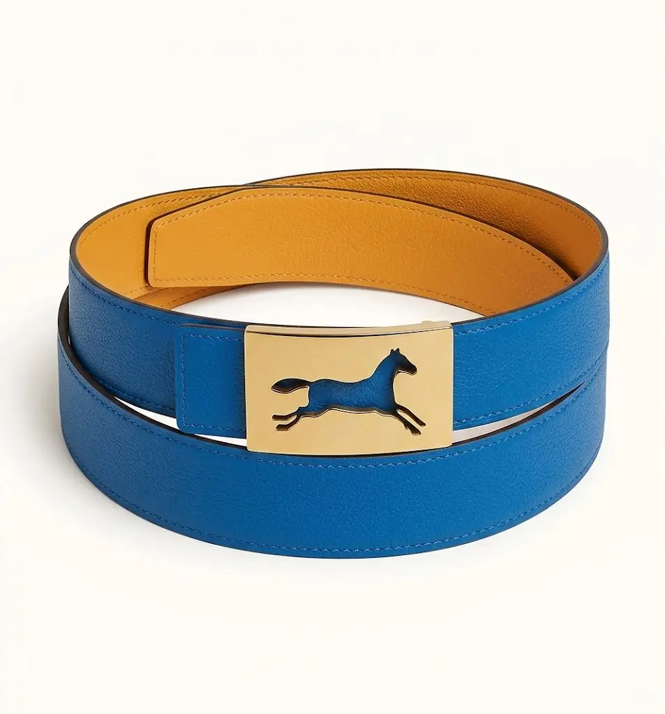 Pre-owned Hermès leather belt with a horse motif 4000043459199