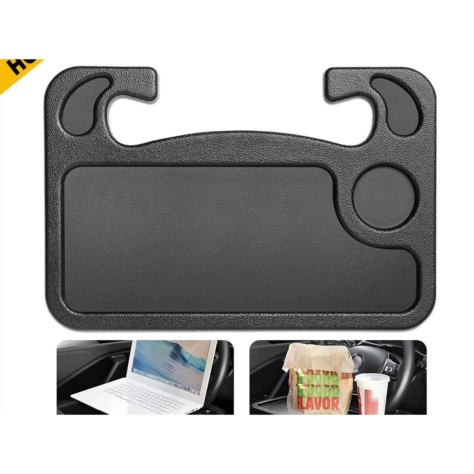 Car Steering Wheel Tray Desk Double Sided Laptop Beverage Food Workbench Holder -