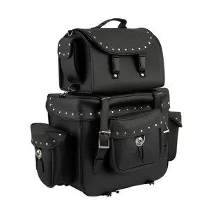 Milwaukee Leather Motorcycle 2-Piece Sissy Bar Motorcycle Bag Set - Strap Mounted - Touring Storage