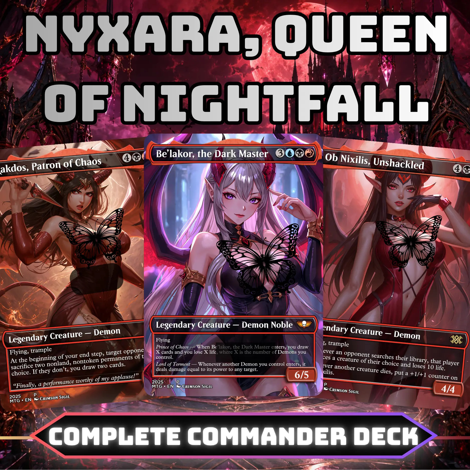 Nyxara, Queen of Nightfall EDH Commander Deck | 100 Cards + Tokens | Custom MTG Proxy