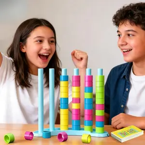Color Matching Challenge Game, Fast Pattern Match Ring Stacking Puzzle Stack Games, 1-2 Players, Family Board Game for Kids & Adults, Birthday Easter Christmas Party Gifts for Boy & Girl