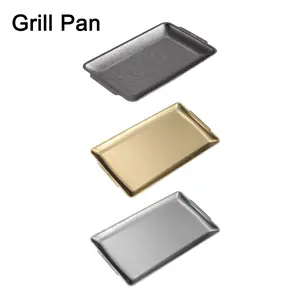 Stainless Steel BBQ Serving Tray Rectangular Metal Meat Plate 201 Grade Steel Construction for Reliable Performance Versatile Kitchen Accessory for Indoor and Outdoor Dining Easy-Maintenance Surface Suited for Grilling and Serving