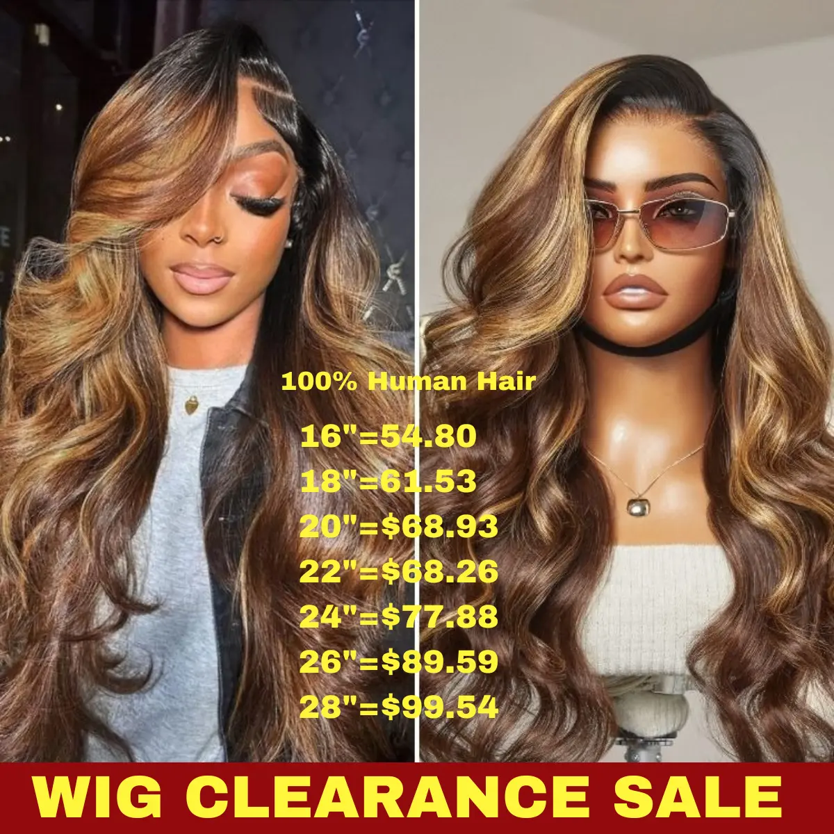 [Wig Clearance Sale] Suntuhair 20-32inch Balayage Highlight Brown Body Wave Wig 200 density Human Hair Full 13x4 HD Lace Front Pre Plucked Hairline and Bleached Knots Affordable Wigs For Black Women, Natural Looking Wig, Heat Resistant