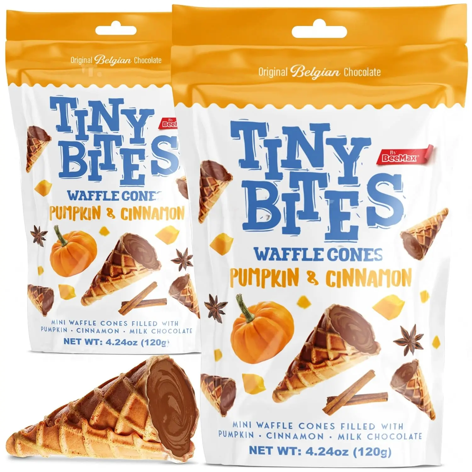 Tiny Bites Pumpkin & Cinnamon Crunchy Chocolate Waffle Cone Snack
