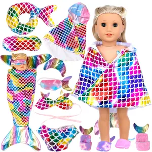 Swim Set Doll Clothes Fit For 16-18inch Doll,Include Suit ,Shoes ,Sleeping Blanket ,Not Include Doll,Christmas Gift