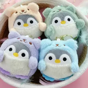 4 Pieces Cute Penguin Plush Toy Charms Soft Fluffy Keychain Charms, Plush Animal Accessories for Birthday, Christmas, Valentine's Day Gifts, Party Favors