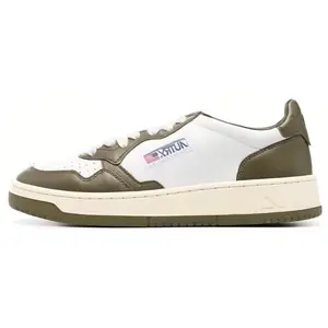 AUTRY Calfskin Low-Top Sneakers for Women in White and Green - Fashionable and Comfortable Trending Shoes, House White Official Shoes to Get / Maison Mihara