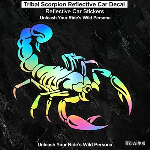 Tribal Scorpion Holographic Reflective Car Decal Waterproof Vinyl Sticker for Auto Body Windows Motorcycles & Custom Exterior Accessories Unleash Your Ride's Wild Persona