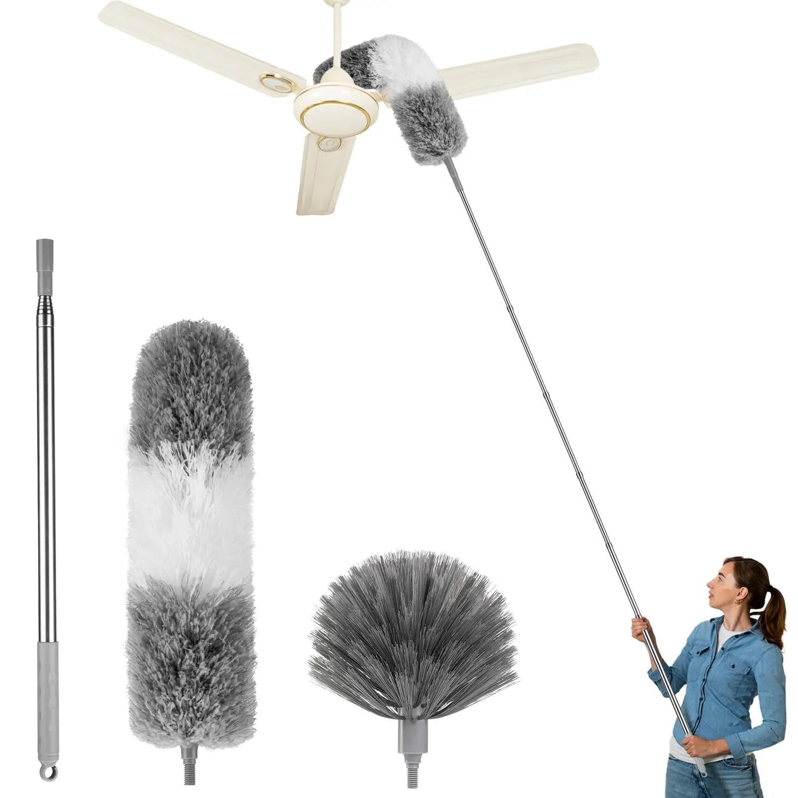 Dusters Cleaning 3 Pack Cobweb Duster Extension Pole Ceiling Fan Cleaner