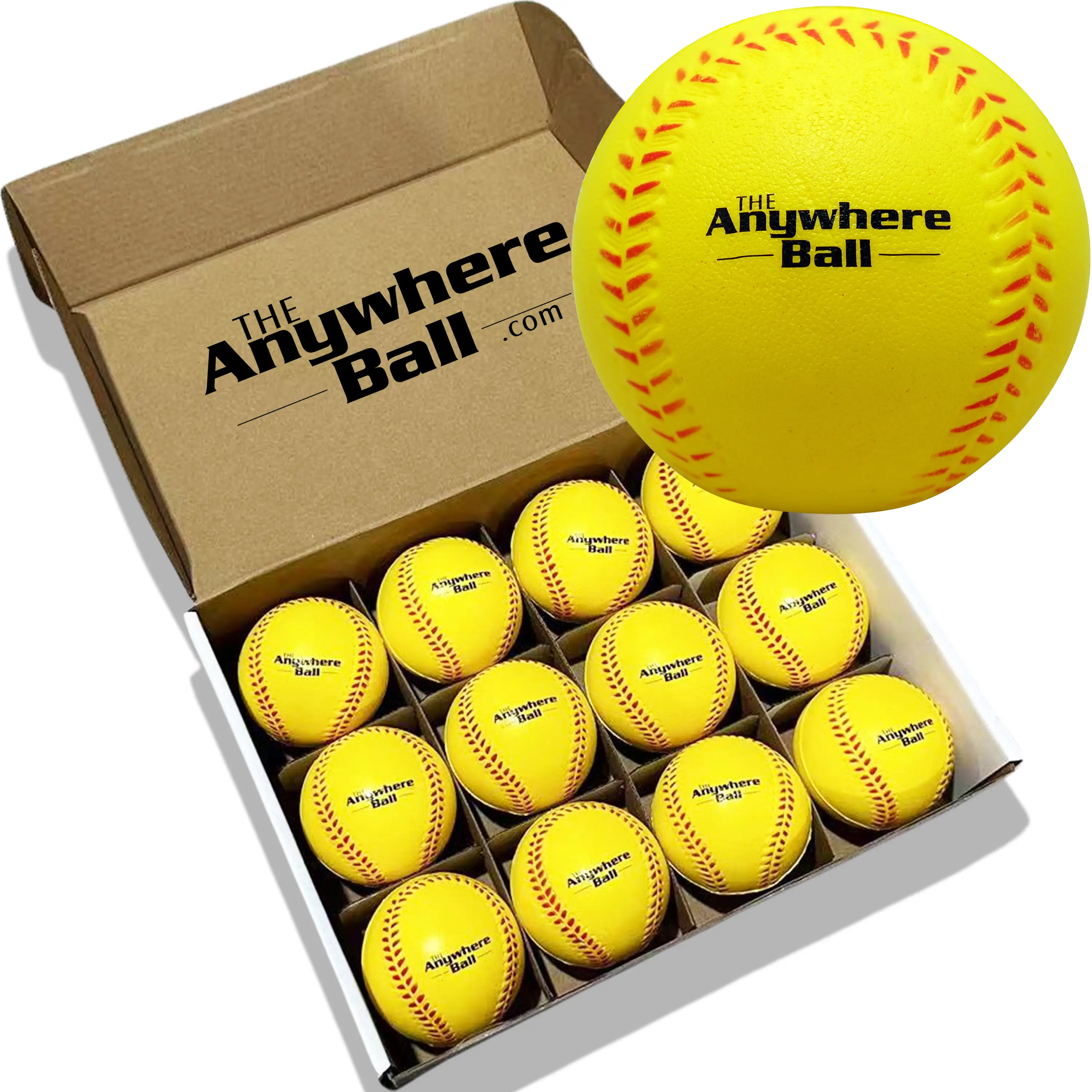Anywhere Sports 12 Pack Soft Foam Baseball for Indoor & Outdoor Training, Kids, and Family Fun