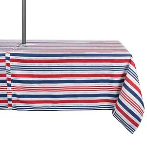 Design Imports 60" x 120" Patriotic Stripe Outdoor Tablecloth w/Zipper