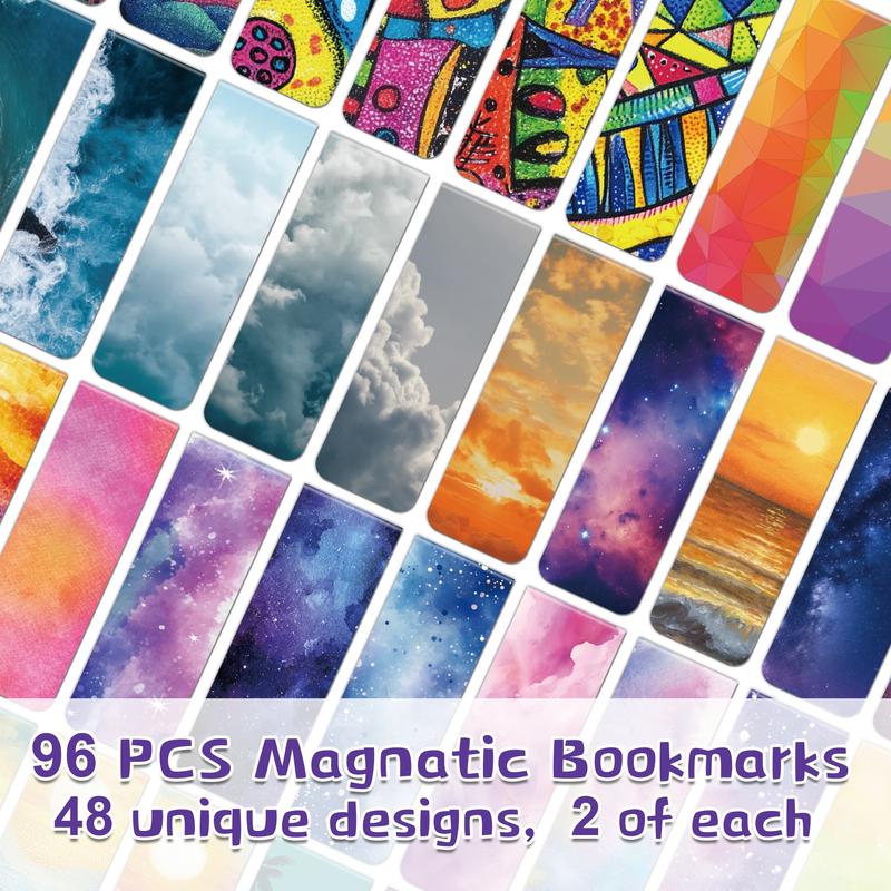 [Magnetic Bookmarks] 96pcs Colorful Page Clips & Marks for Men & Women | Paper Clip Book Markers for Students, Teachers, Reading, School, Library, Office Accessories | Durable Cardboard& Attractive Design | Bookmarks Gifts for Book Lovers