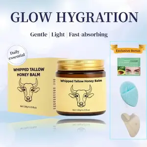 Whipped Grass-Fed Tallow Balm Infused with Honey, Natural Hydrating Balm for Face & Body, Gentle for Dry & Sensitive Skin