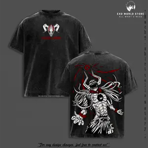 Ichigo Hollow Form Bleach Hoodie Washed – Bleach Inspired Vintage Washed Heavy Cotton Oversized Anime Manga Hoodie, Vasto Lorde Mask Art Graphic, Kurosaki Ichigo Transformation Edition, Retro Unisex Streetwear, T-Shirt Washed Option