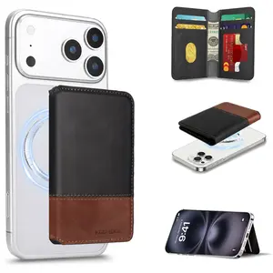 KEZiHOME for MagSafe Wallet with Stand, Genuine Leather 6 Card Holders[RFID Blocking] Minimalist Magnetic Wallet for iPhone 17/16/15/14/13/12 Series with MagSafe Phone Case