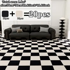 20-Piece Patchwork Rug Set, Designer Home Decor, DIY Customizable, Soft Comfortable, Ideal for Living Room, Bedroom, Office, Hallway