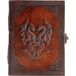 Handmade  Double Dragon Journal | Writing Notebook Diary | Bound Daily Notepad for Men & Women Unlined Paper Medium, Writing pad for Artist, Sketch