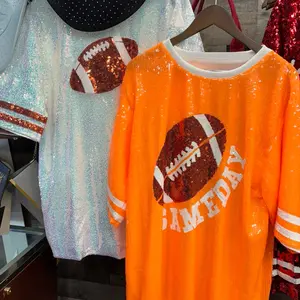 Orange Sequined Gameday Jersey Dress