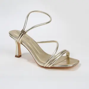 BERNESS Hannia Tubular Ankle Loop Kitten Heel Sandals for Women Sleek Multi Strap Design Memory Foam Comfort Open Square Toe Perfect for Weddings and Parties Footwear Sandals for Summer Kitten Heels
