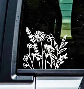 Floral Pattern Car Window Sticker, Fashion Simple Car Window Decorative Decal, Car Exterior Accessories, Birthday Gifts decal sticker vinyl