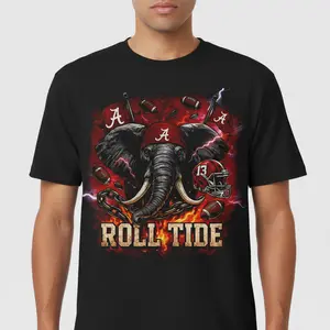 Dark Grunge Alabama Elephant Design, Roll Tide Crimson Football Game Day Art for Sublimation Shirts, Stickers, DTF Printing, High-Resolution Fan Artwork