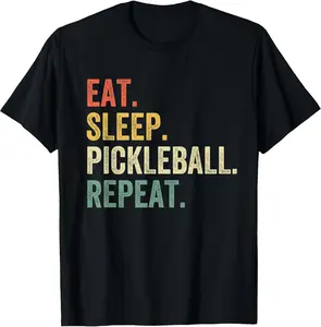 100% Cotton Eat Sleep Pickleball Repeat Funny Pickleball Player Vintage T-Shirt