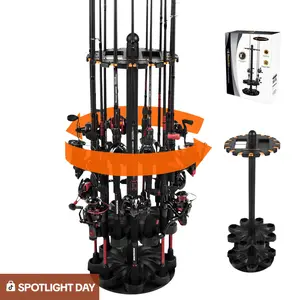 KastKing V16 Rotating Fishing Rod Holder – Holds 16 Rods & Combos, Space-Saving Garage & Floor Rack with Foam, Durable Storage for Fishing Gear SummerVibes