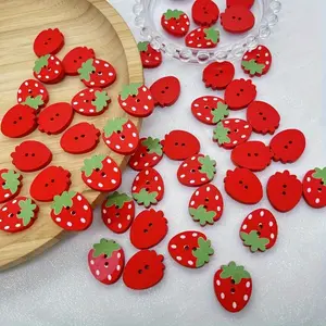 100pcs Strawberry-Shaped Wooden Buttons in Red and Pink for Scrapbooking, Sewing, DIY Crafts - All-Season Embellishment, Perfect for Winter, New Year