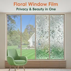 Peony Frosted Glass Sticker Self-Adhesive Privacy Film, Ideal for Bedrooms Bathrooms Offices, Enhances Security & Style