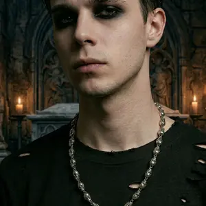 Men’s Skull Necklace Stainless Steel – Punk Rock Chain Link Silver Tone 25 Inch, Gothic Biker Skull Pendant Necklace for Men, Hip Hop Streetwear Jewelry Gift