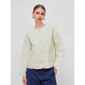 Cider [size 2-10] Round Neckline Solid Pocket Button Oversized Puffer