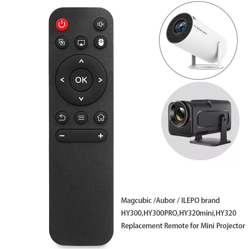iLEPO Aubor Brand Cordless Infrared Button Remote Controller for Mini Projectors - 1:1 Replacement for HY300, HY300PRO, HY320mini, 2 AAA Batteries, 1-2 Minute Setup, 30-Day Refund, Ilepo Brand
