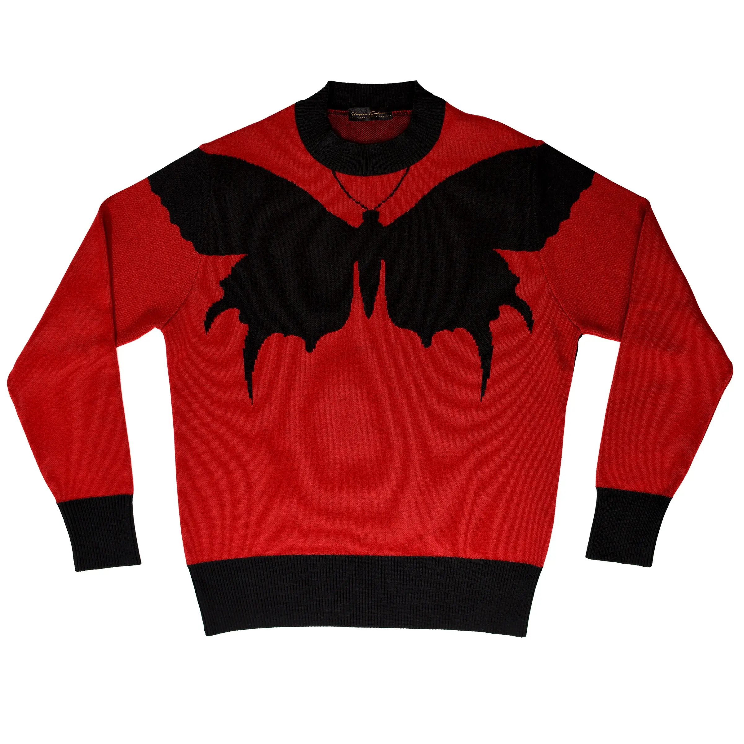 Butterfly Merino Wool Jacquard Sweater Knitwear - Soft Knitwear with Jacquard Pattern and Butterfly Design Menswear Italian